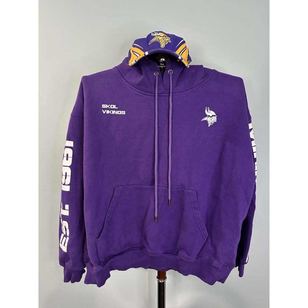 Skol Vikings Hoodie & Hat women XXL Minnesota Football Hoodie Pullover W E A R *
